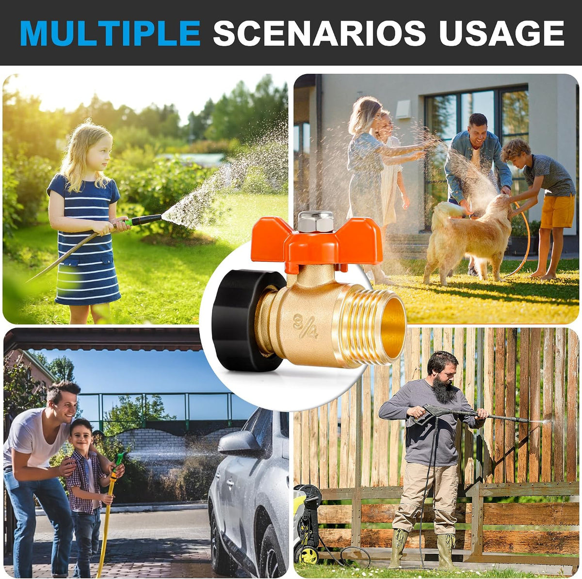 360° Rotatable Garden Hose Splitter 2026 Upgrade 3/4" GHT Swivel Brass Hose Splitter, High Flow Spigot Splitter with Seperately Shut Off Valves, Heavy Duty Faucet Splitter for Outdoor Garden Courtyard