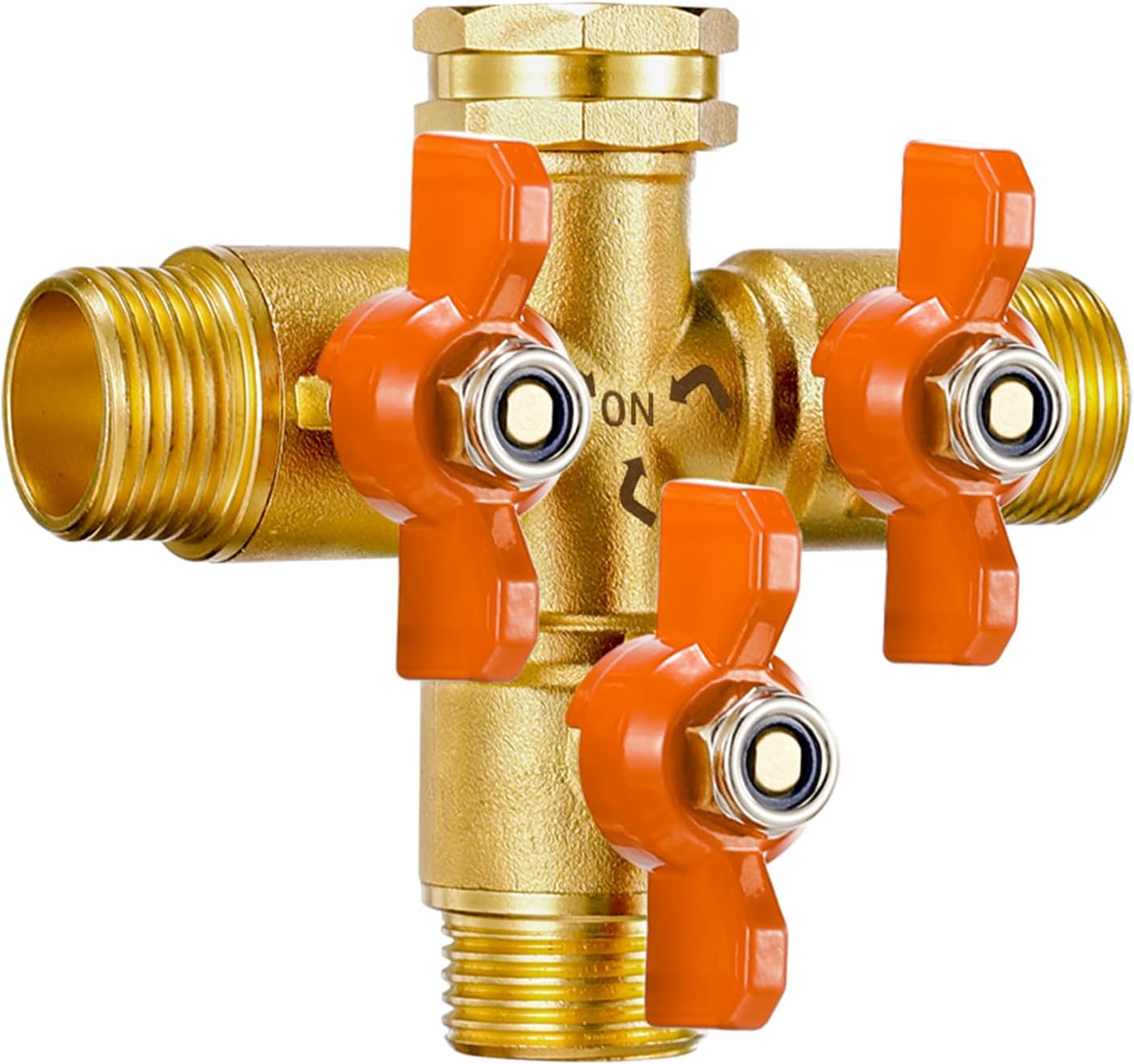 360° Rotatable Garden Hose Splitter 2026 Upgrade 3/4" GHT Swivel Brass Hose Splitter, High Flow Spigot Splitter with Seperately Shut Off Valves, Heavy Duty Faucet Splitter for Outdoor Garden Courtyard