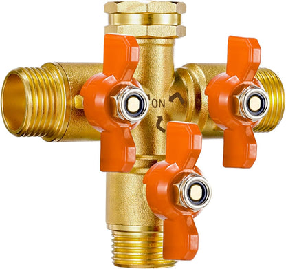 360° Rotatable Garden Hose Splitter 2026 Upgrade 3/4" GHT Swivel Brass Hose Splitter, High Flow Spigot Splitter with Seperately Shut Off Valves, Heavy Duty Faucet Splitter for Outdoor Garden Courtyard