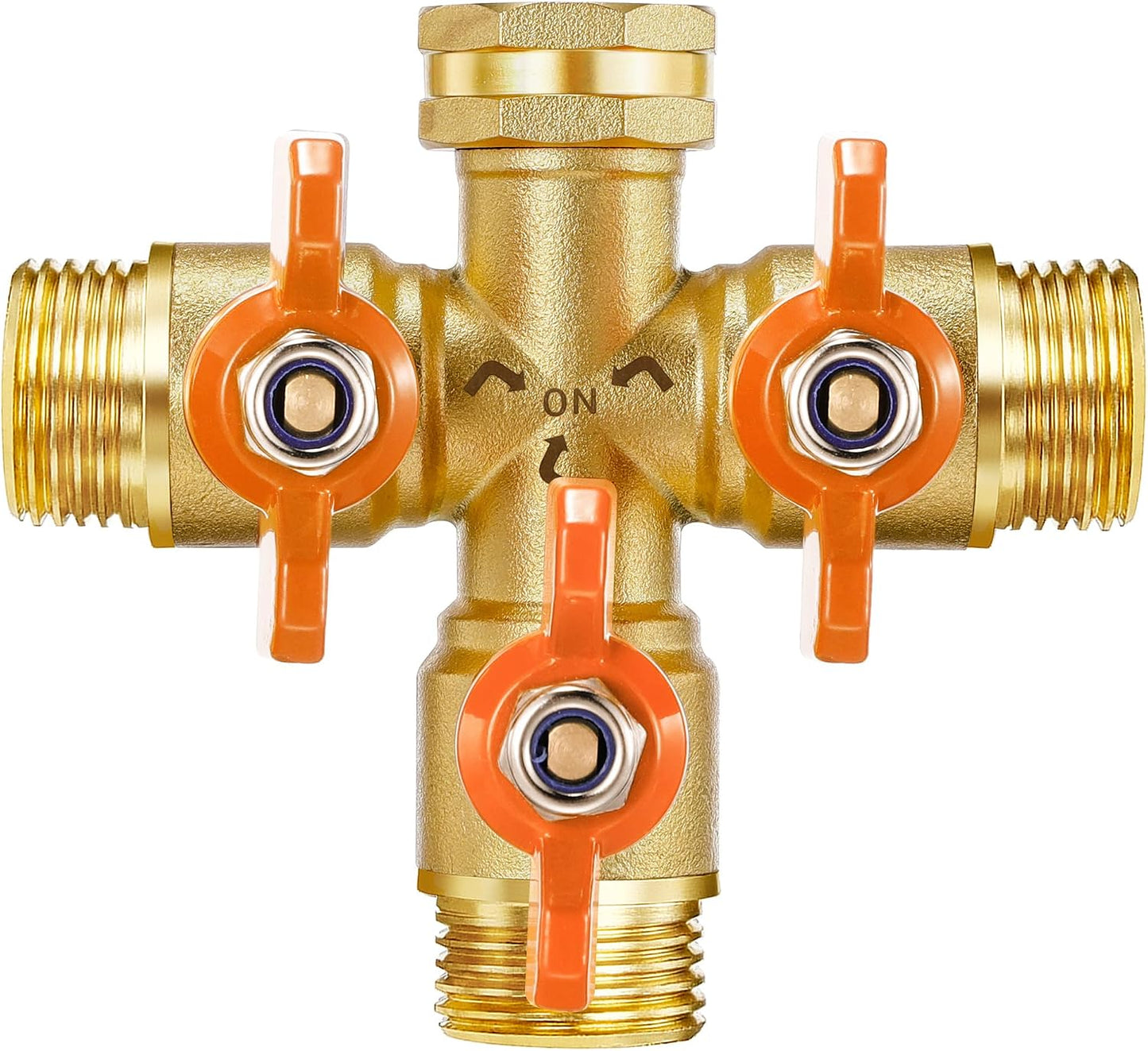 360° Rotatable Garden Hose Splitter 2026 Upgrade 3/4" GHT Swivel Brass Hose Splitter, High Flow Spigot Splitter with Seperately Shut Off Valves, Heavy Duty Faucet Splitter for Outdoor Garden Courtyard