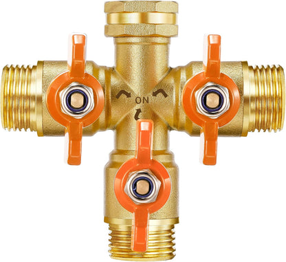 360° Rotatable Garden Hose Splitter 2026 Upgrade 3/4" GHT Swivel Brass Hose Splitter, High Flow Spigot Splitter with Seperately Shut Off Valves, Heavy Duty Faucet Splitter for Outdoor Garden Courtyard