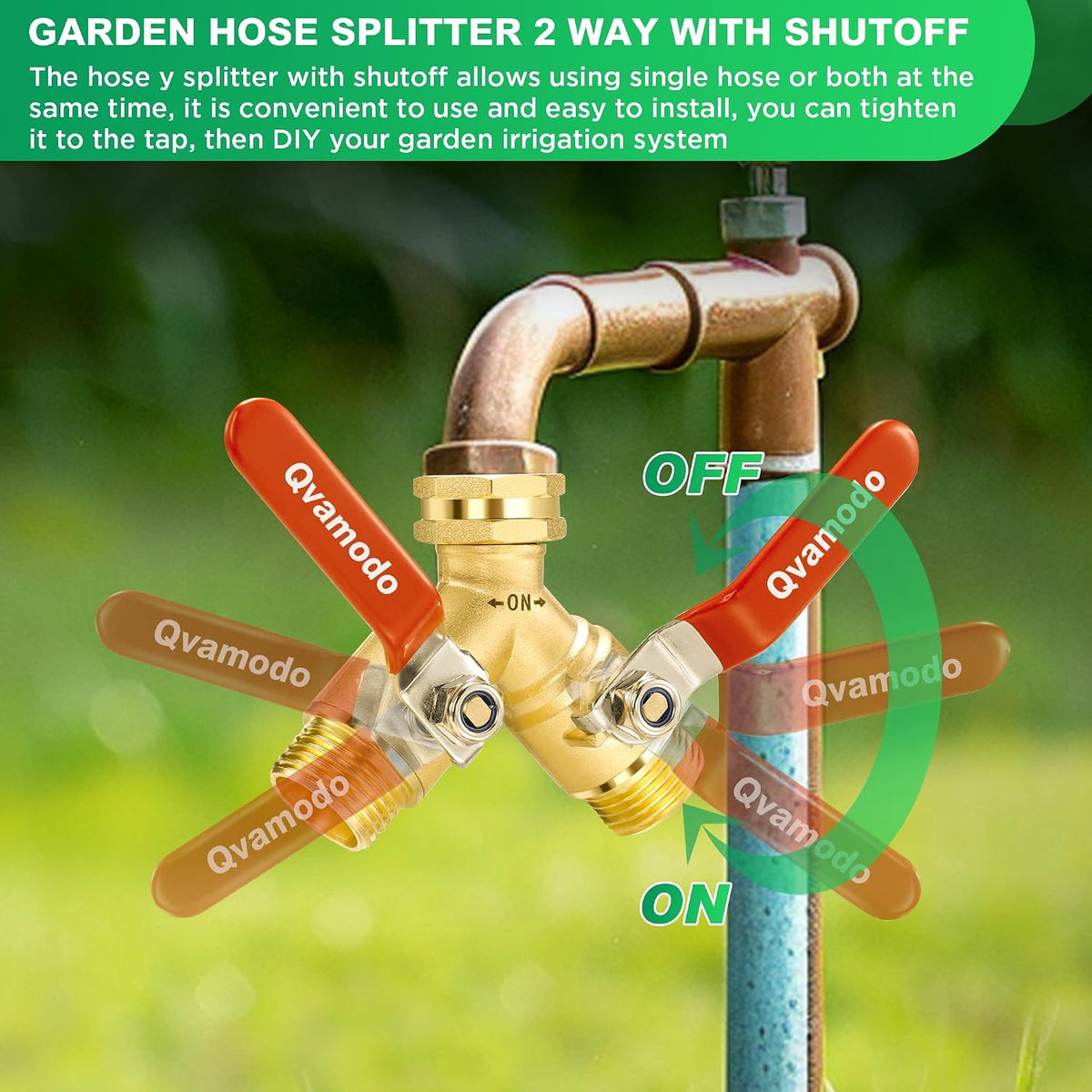 360° Rotatable Garden Hose Splitter 2026 Upgrade 3/4" GHT Swivel Brass Hose Splitter, High Flow Spigot Splitter with Seperately Shut Off Valves, Heavy Duty Faucet Splitter for Outdoor Garden Courtyard