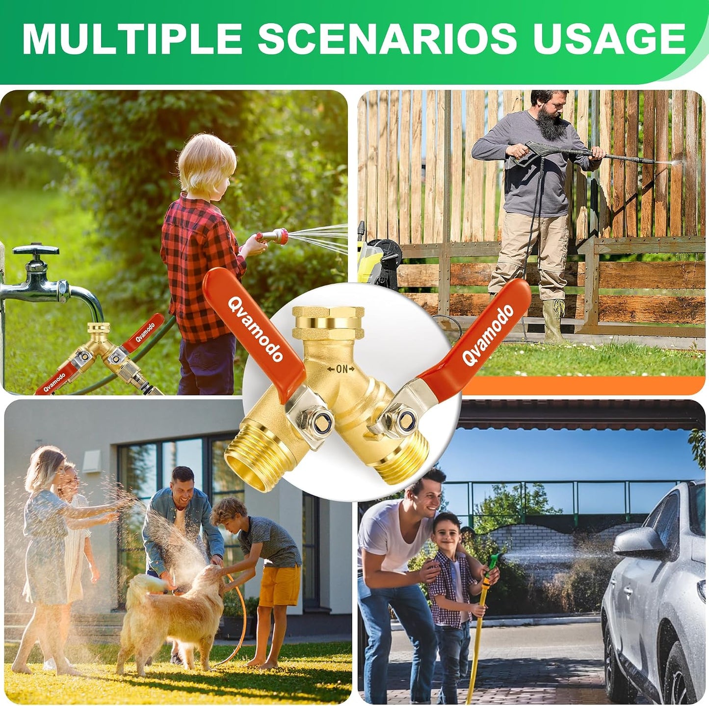 360° Rotatable Garden Hose Splitter 2026 Upgrade 3/4" GHT Swivel Brass Hose Splitter, High Flow Spigot Splitter with Seperately Shut Off Valves, Heavy Duty Faucet Splitter for Outdoor Garden Courtyard