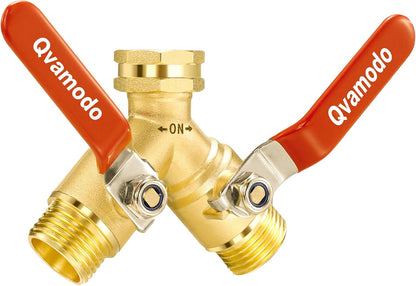 360° Rotatable Garden Hose Splitter 2026 Upgrade 3/4" GHT Swivel Brass Hose Splitter, High Flow Spigot Splitter with Seperately Shut Off Valves, Heavy Duty Faucet Splitter for Outdoor Garden Courtyard