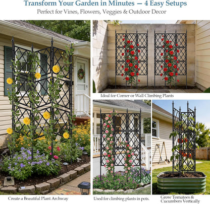 5.25FT Metal Garden Trellis for Climbing Plants Outdoor Indoor