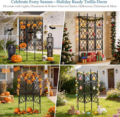 5.25FT Metal Garden Trellis for Climbing Plants Outdoor Indoor