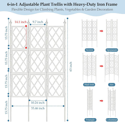5.25FT Metal Garden Trellis for Climbing Plants Outdoor Indoor