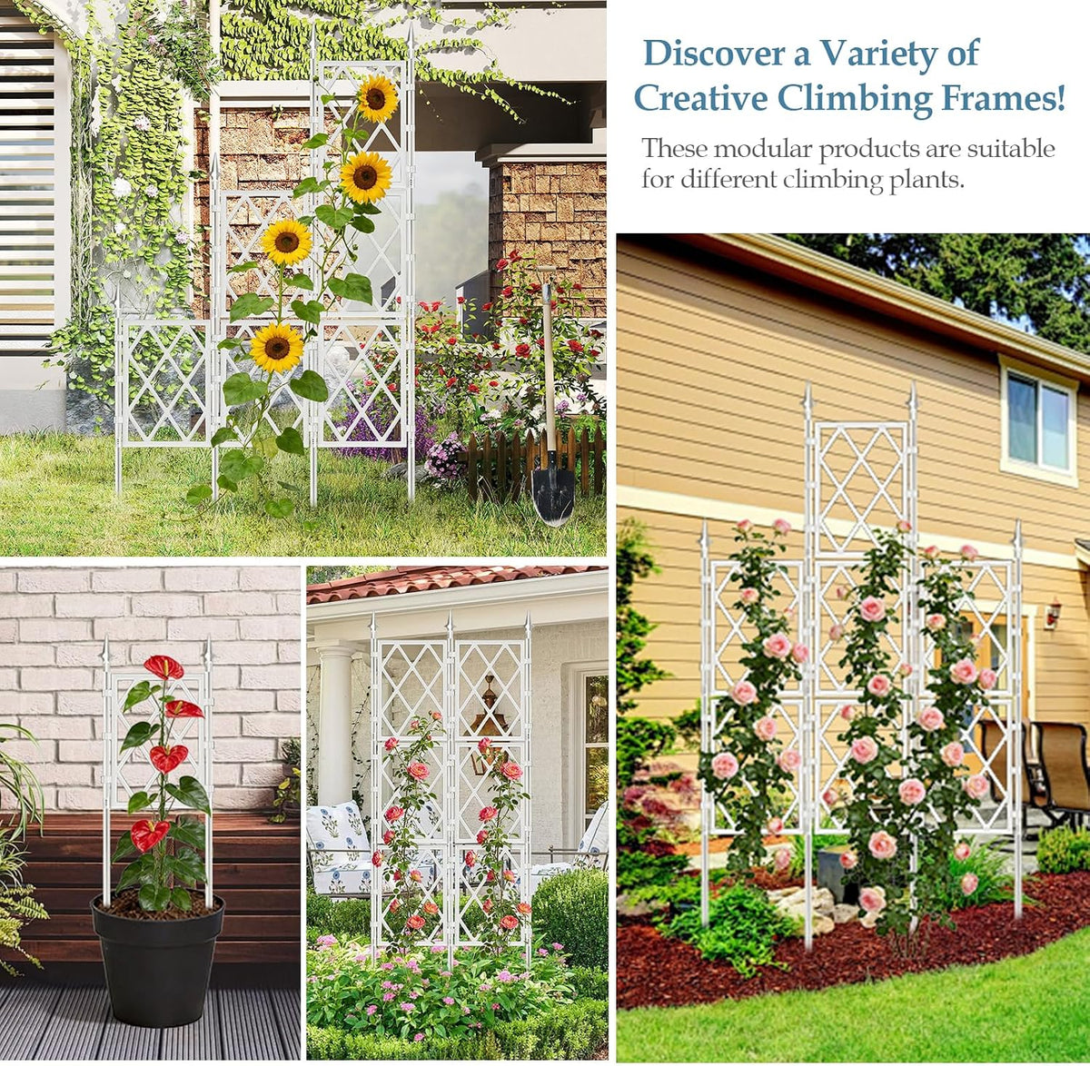 5.25FT Metal Garden Trellis for Climbing Plants Outdoor Indoor
