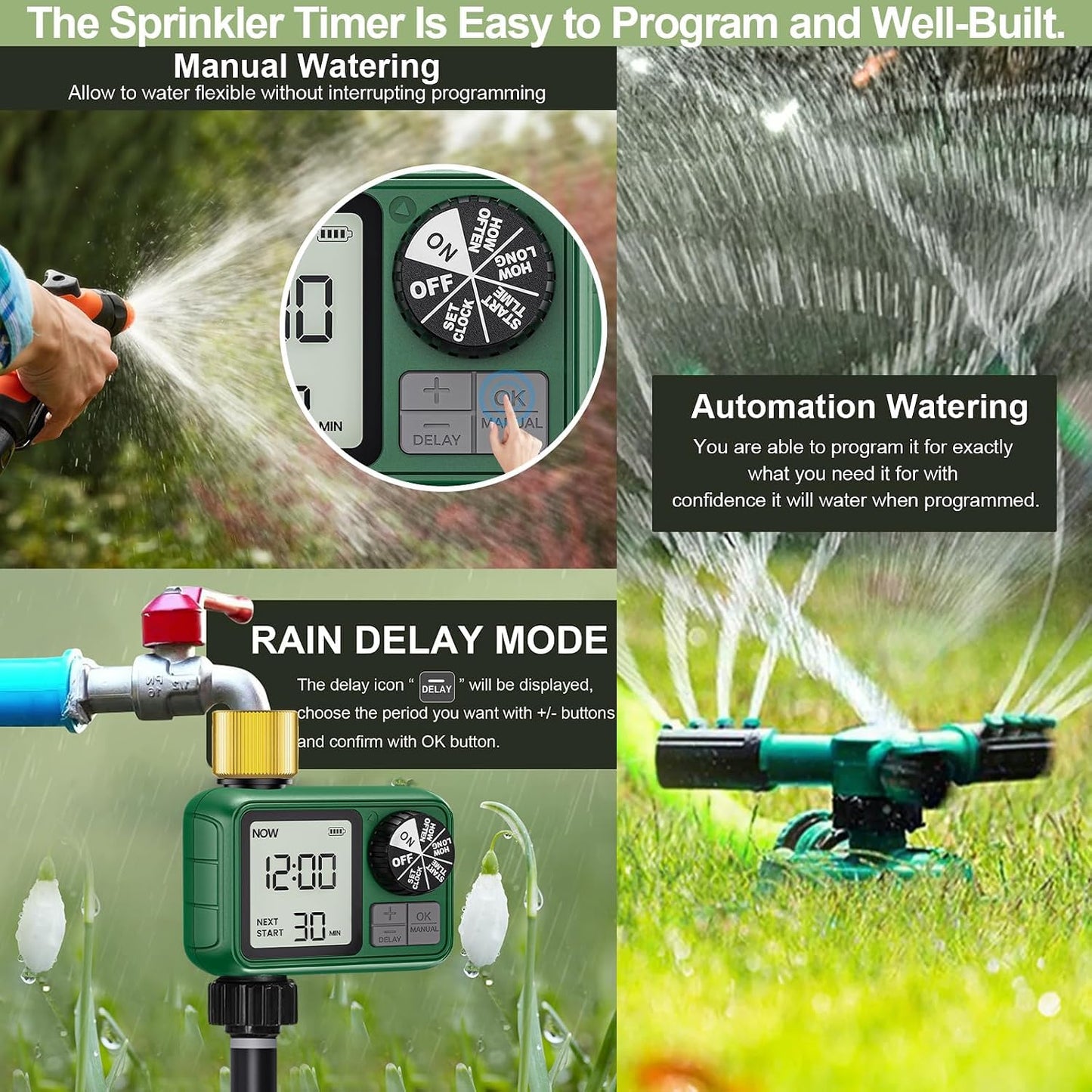 Water Timer for Outdoor Garden Hose, Sprinkler Timer for Garden