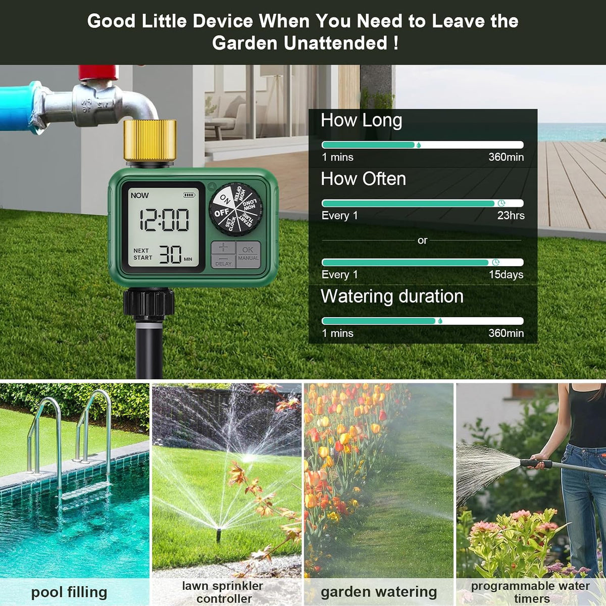 Water Timer for Outdoor Garden Hose, Sprinkler Timer for Garden