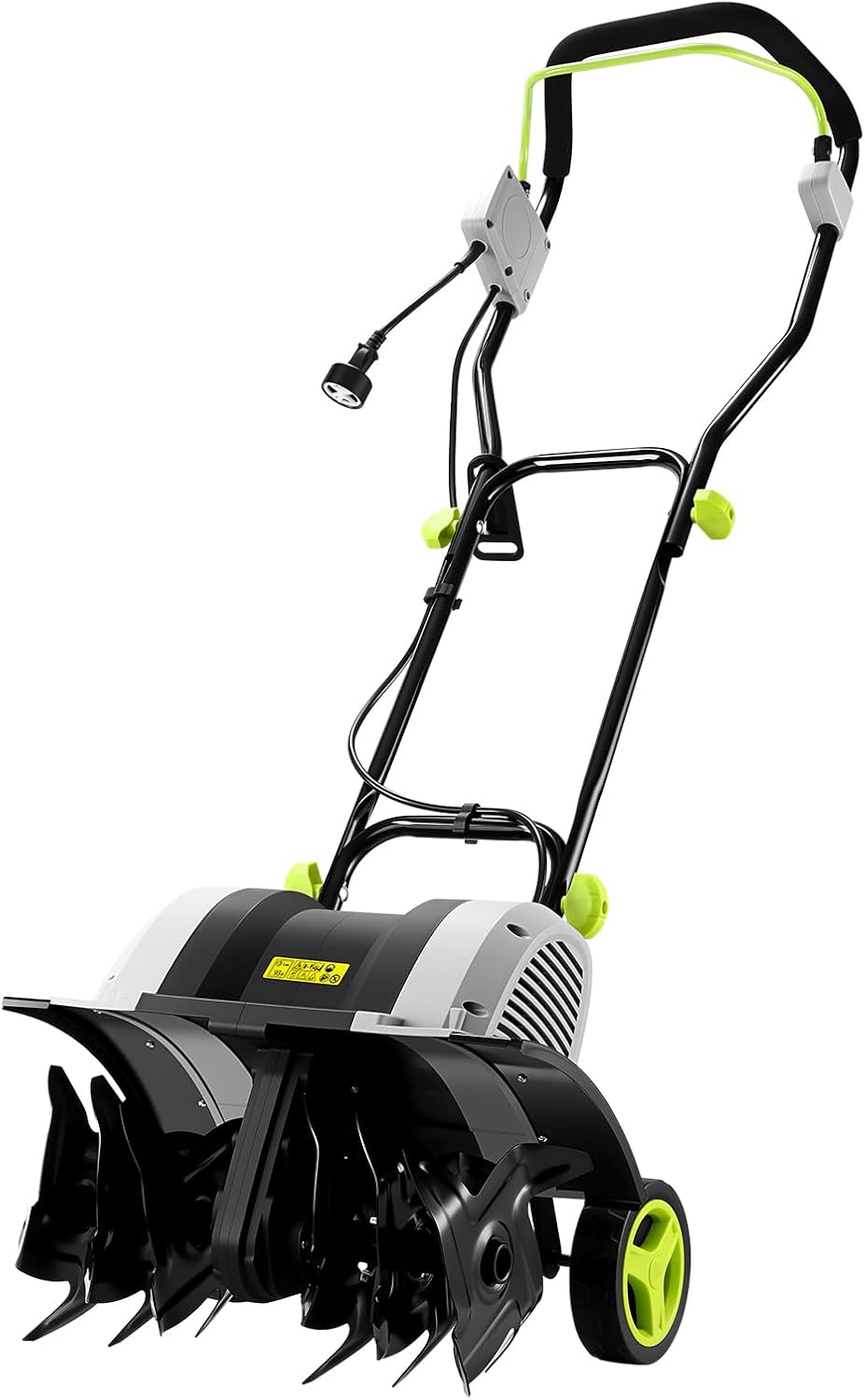 Cultivator Tiller for Gardening:18 Inch Electric Tiller with 6 Steel Tines, Corded 15 Amp Garden Rototiller for Soil Digging with Adjustable Wheels