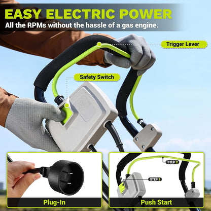 Cultivator Tiller for Gardening:18 Inch Electric Tiller with 6 Steel Tines, Corded 15 Amp Garden Rototiller for Soil Digging with Adjustable Wheels