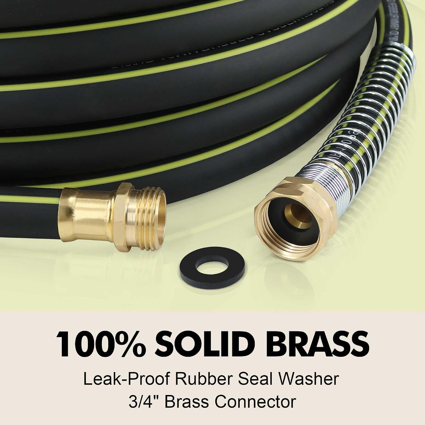 Flexible Short Leader Garden Hose 10ft, 5/8" Hybrid Rubber Hose Heavy Duty