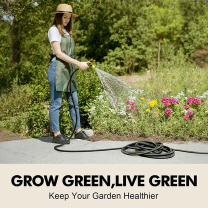 Flexible Short Leader Garden Hose 10ft, 5/8" Hybrid Rubber Hose Heavy Duty