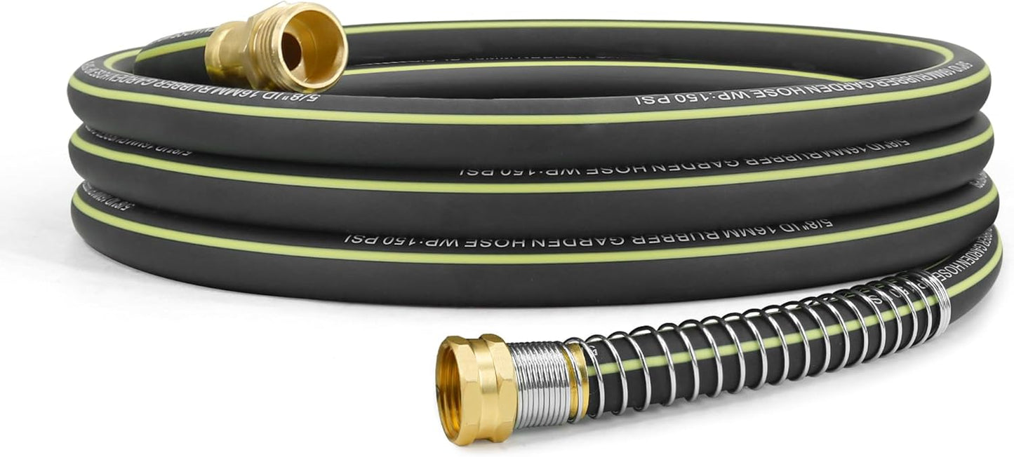 Flexible Short Leader Garden Hose 10ft, 5/8" Hybrid Rubber Hose Heavy Duty