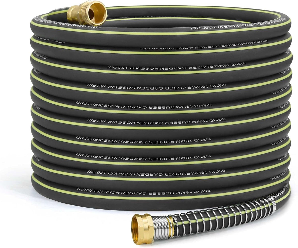 Flexible Short Leader Garden Hose 10ft, 5/8" Hybrid Rubber Hose Heavy Duty