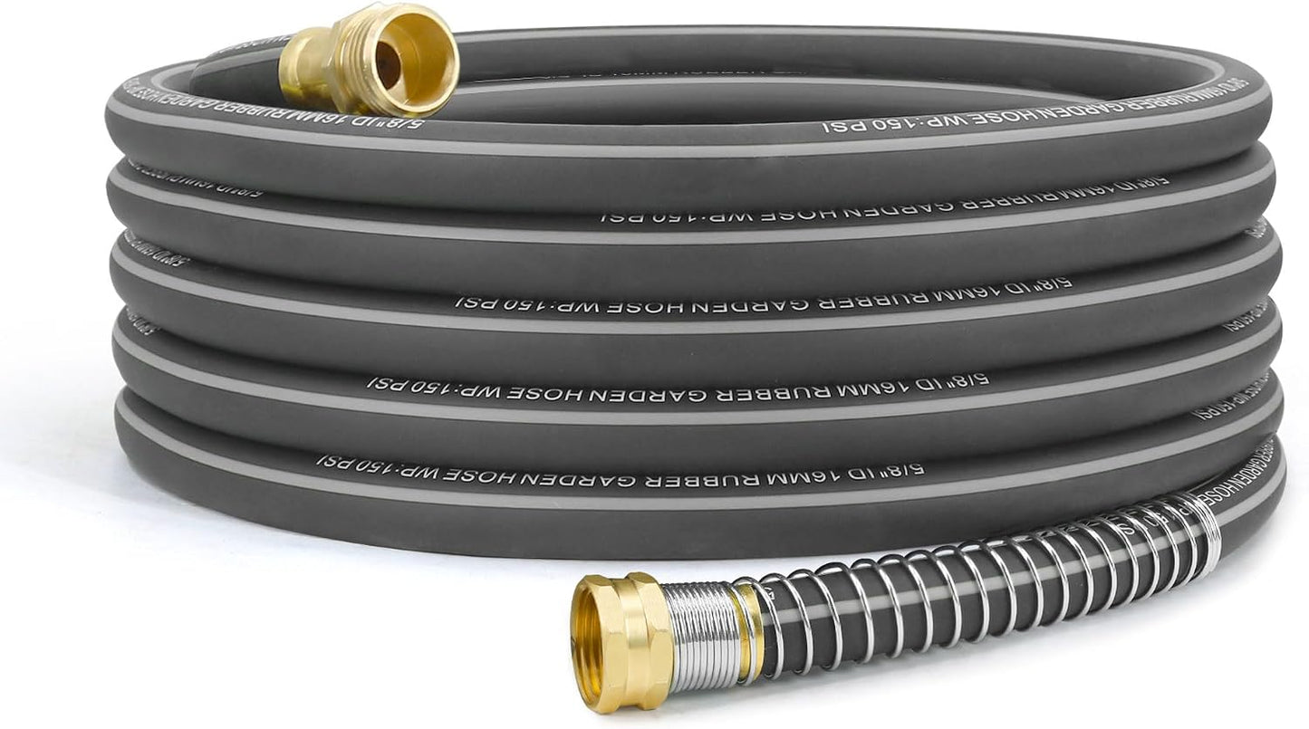 Flexible Short Leader Garden Hose 10ft, 5/8" Hybrid Rubber Hose Heavy Duty
