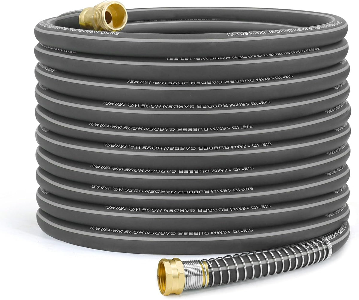 Flexible Short Leader Garden Hose 10ft, 5/8" Hybrid Rubber Hose Heavy Duty
