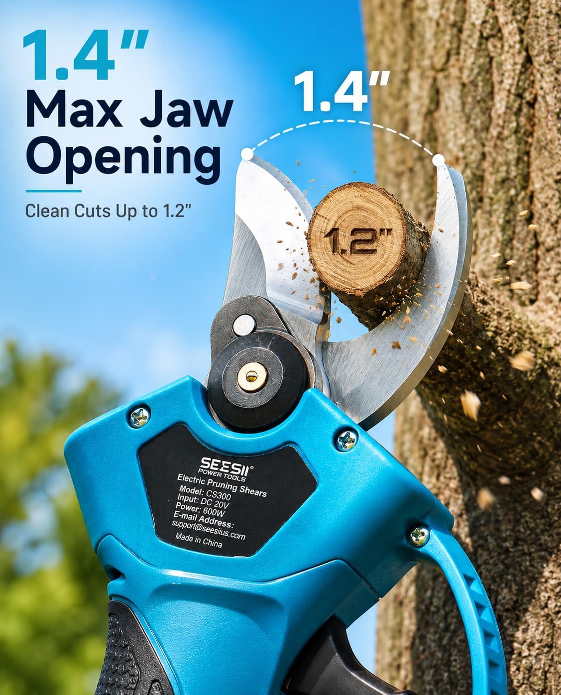 Electric Pruning Shears, 1.4" Cutting Cordless Pruner for Gardening