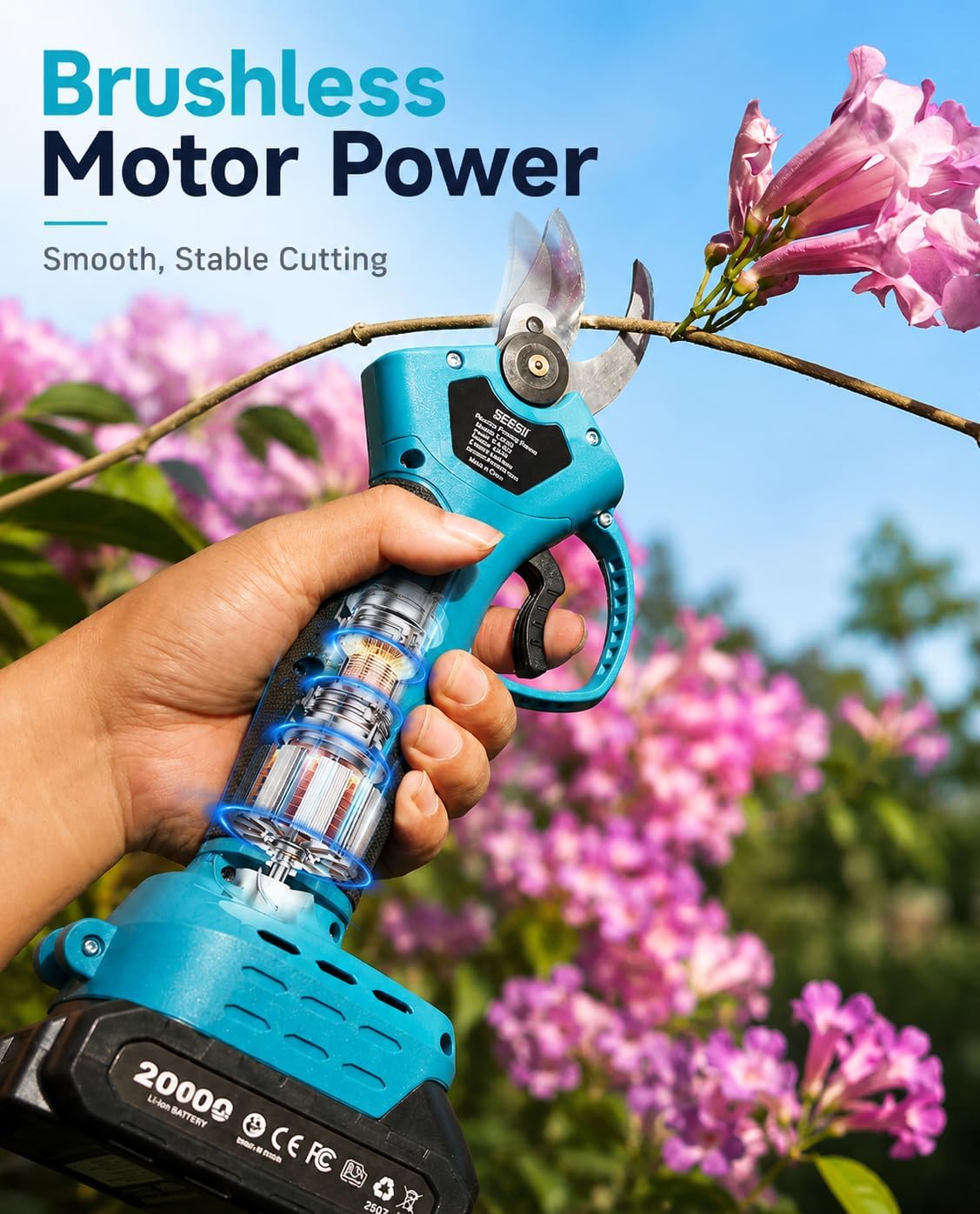 Electric Pruning Shears, 1.4" Cutting Cordless Pruner for Gardening