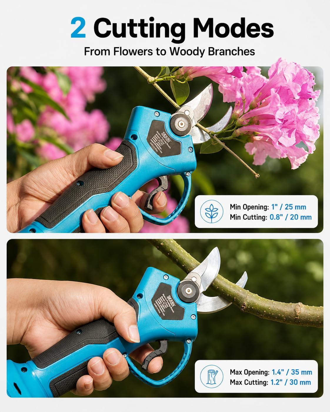 Electric Pruning Shears, 1.4" Cutting Cordless Pruner for Gardening