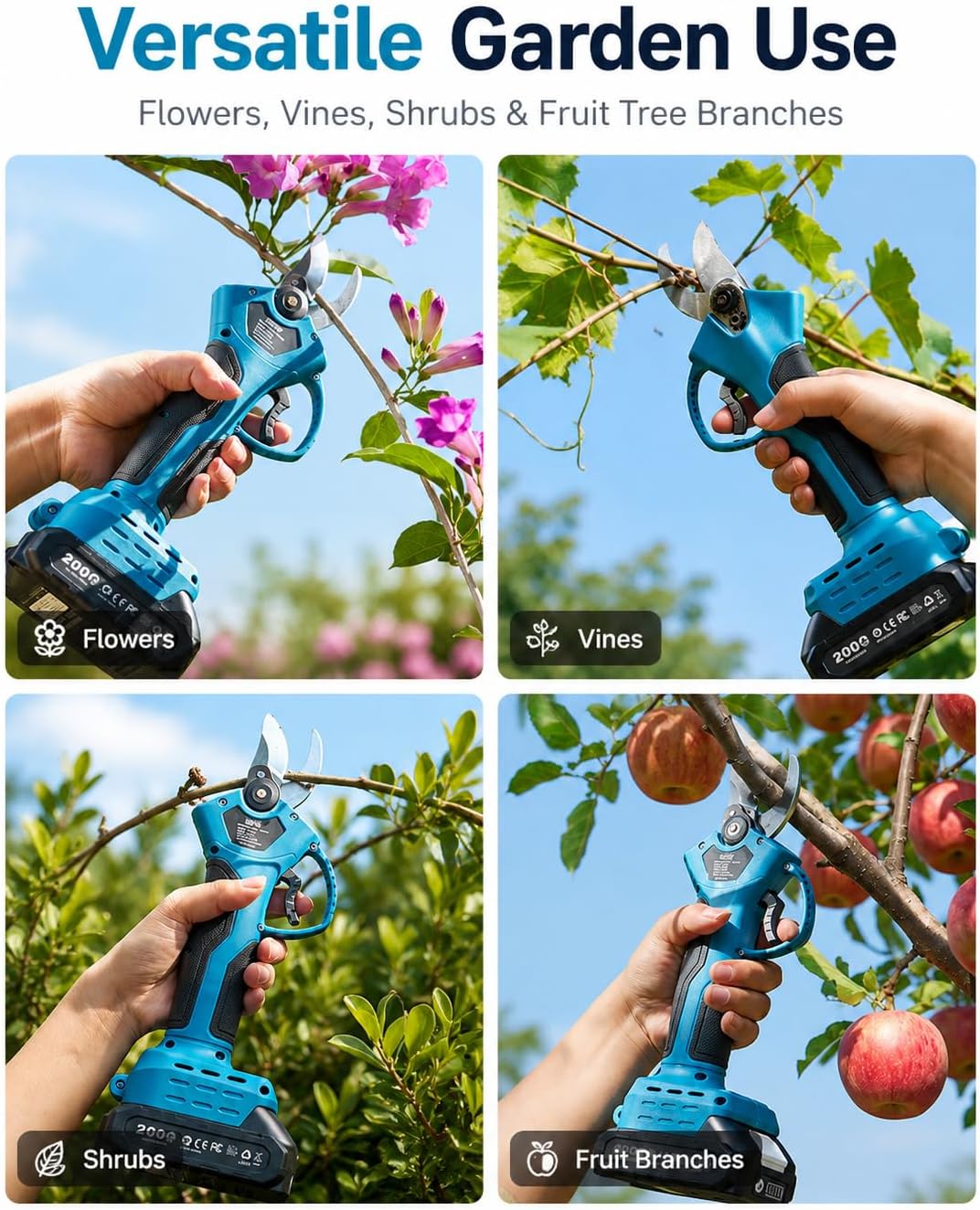 Electric Pruning Shears, 1.4" Cutting Cordless Pruner for Gardening