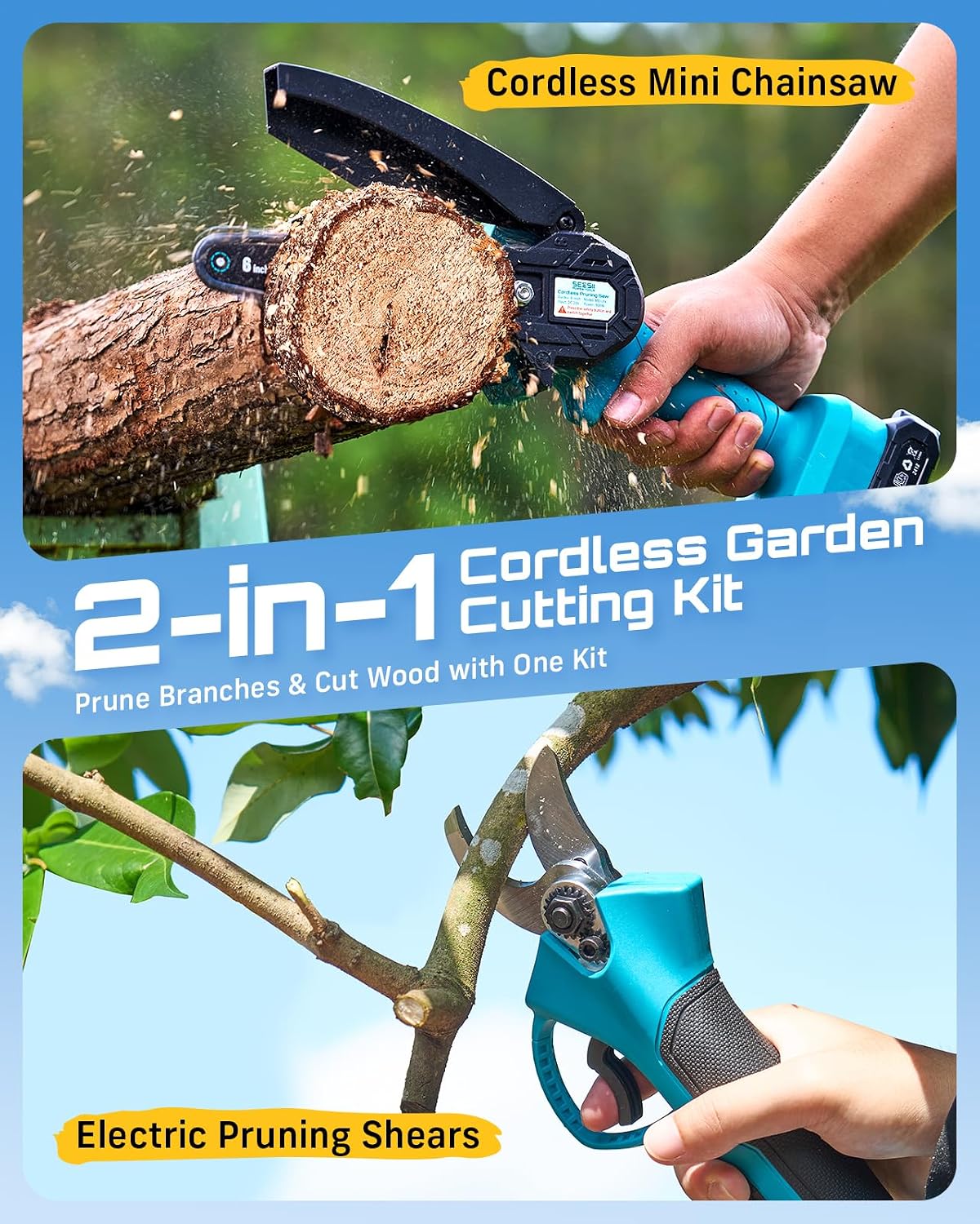 Electric Pruning Shears, 1.4" Cutting Cordless Pruner for Gardening