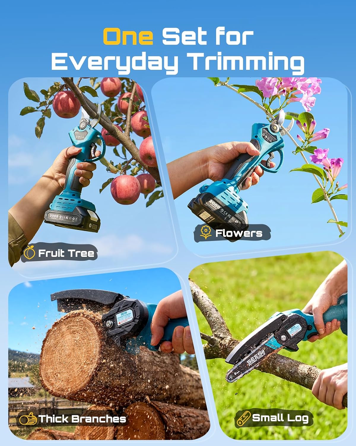 Electric Pruning Shears, 1.4" Cutting Cordless Pruner for Gardening