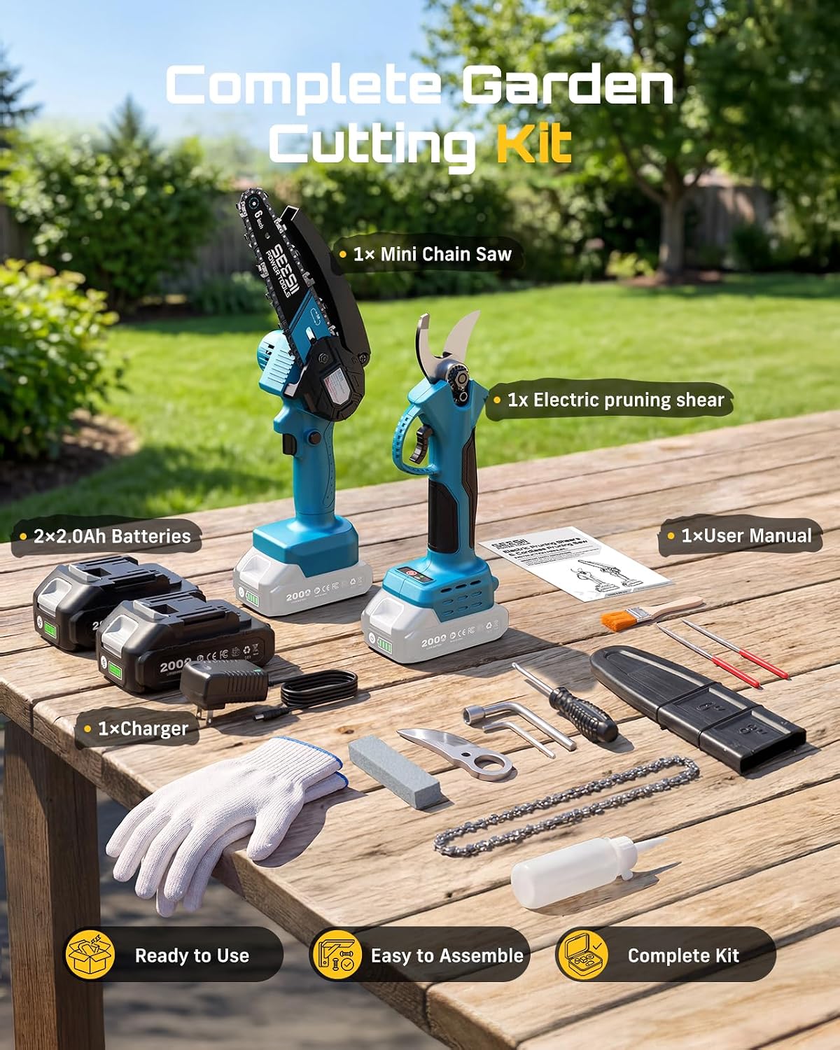 Electric Pruning Shears, 1.4" Cutting Cordless Pruner for Gardening