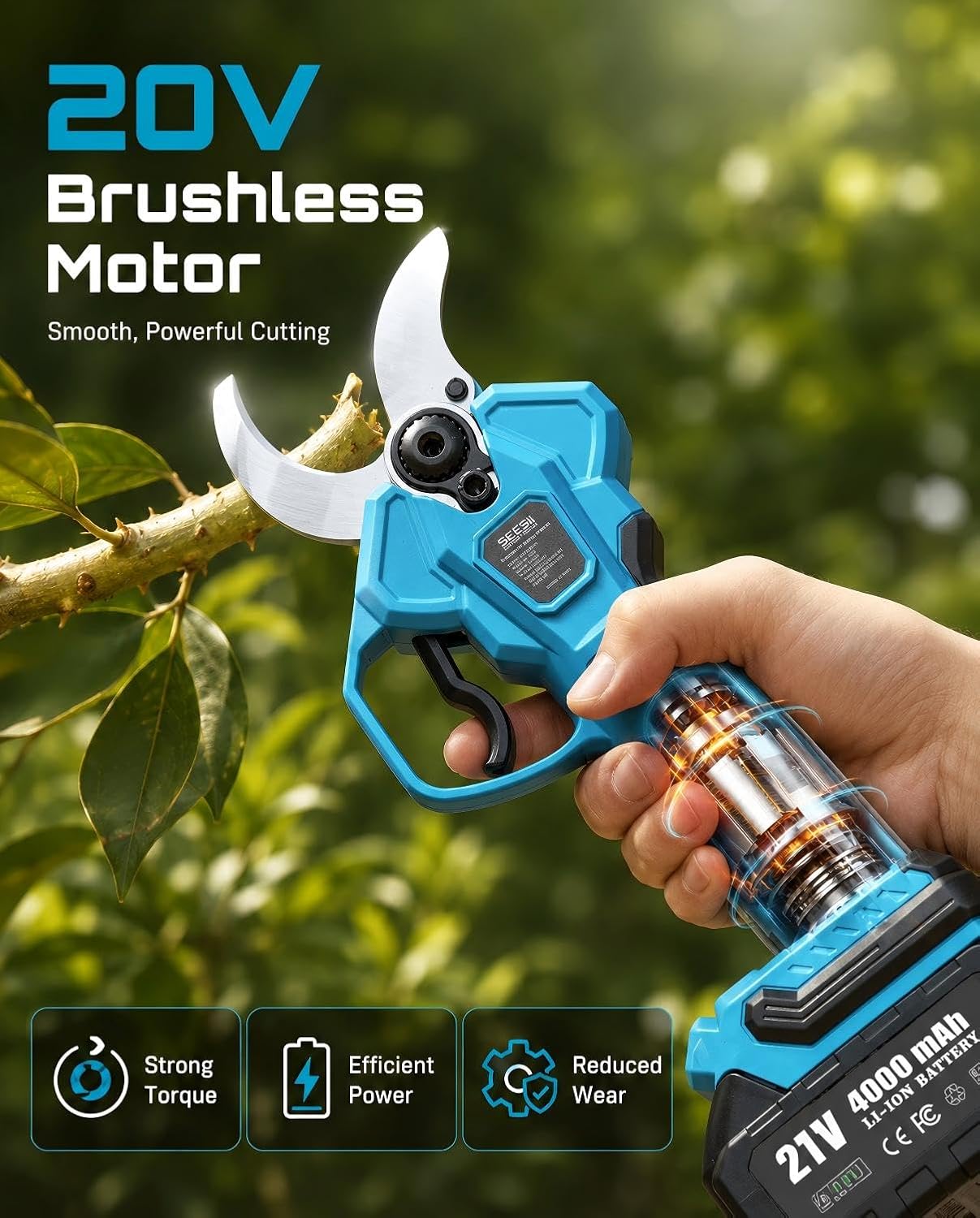 Electric Pruning Shears, 1.4" Cutting Cordless Pruner for Gardening