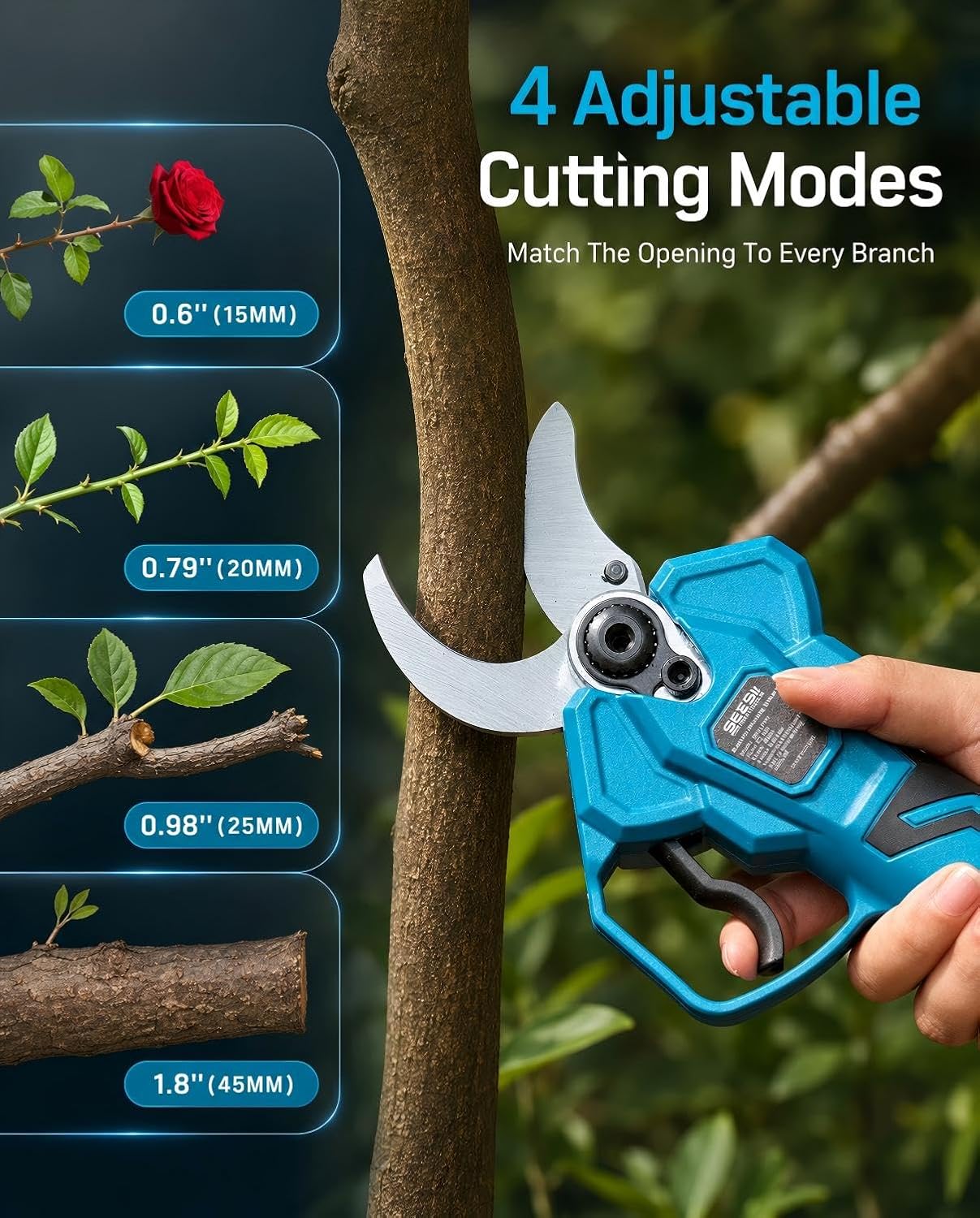 Electric Pruning Shears, 1.4" Cutting Cordless Pruner for Gardening