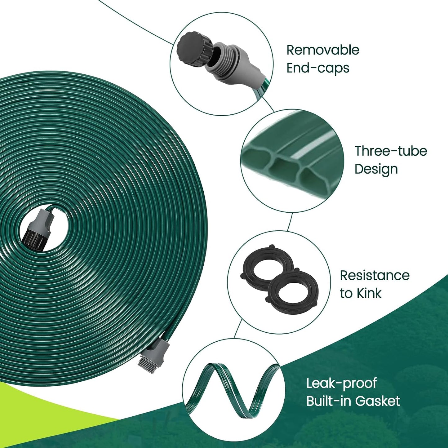 Soaker Sprinklers Hose 2 pack, Garden Drip Soaker Watering