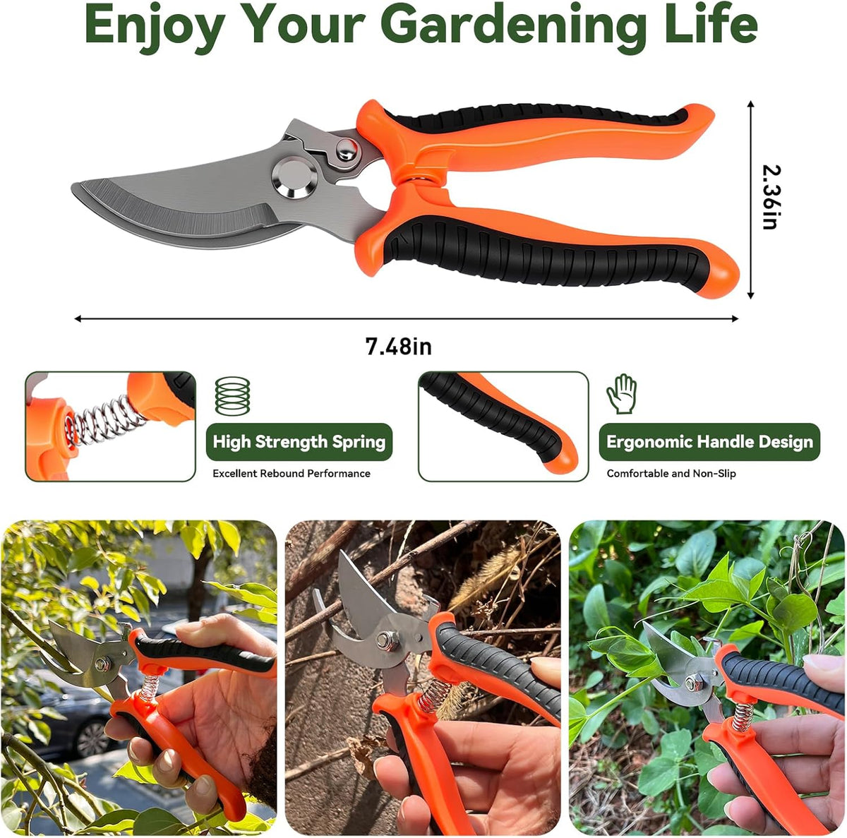 Garden Hoe & Weed Puller Tool with Long Handle, 60 Inch,Manual Weed Remover Tool, 3-in-1 Weed Rake & Grabber & Pruning Shears, Dandelion Gardenia Heavy Duty Uprooting Tool for Yard, Lawn and Garden