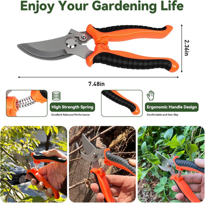 Garden Hoe & Weed Puller Tool with Long Handle, 60 Inch,Manual Weed Remover Tool, 3-in-1 Weed Rake & Grabber & Pruning Shears, Dandelion Gardenia Heavy Duty Uprooting Tool for Yard, Lawn and Garden