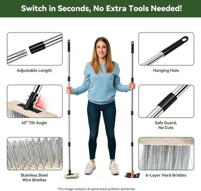 Garden Hoe & Weed Puller Tool with Long Handle, 60 Inch,Manual Weed Remover Tool, 3-in-1 Weed Rake & Grabber & Pruning Shears, Dandelion Gardenia Heavy Duty Uprooting Tool for Yard, Lawn and Garden