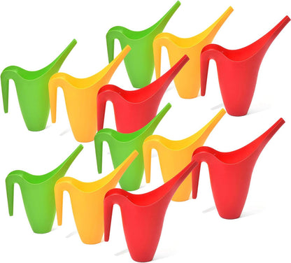 Ashman Set of 6 Watering Cans, Indoor and Outdoor Use, Red, Green, Yellow, 2 Liter Capacity, 6 Pack