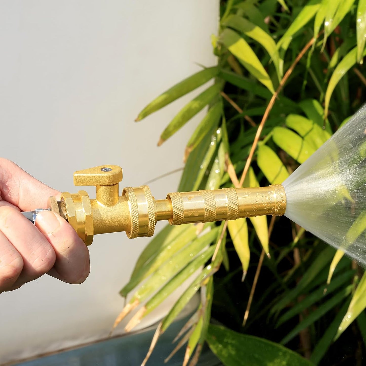 Adjustable High Pressure Garden Hose Nozzle - Brass Sprayer with Ball Valve, 3/4 GHT Thread for Car Washing, Garden Watering & Heavy Duty Cleaning