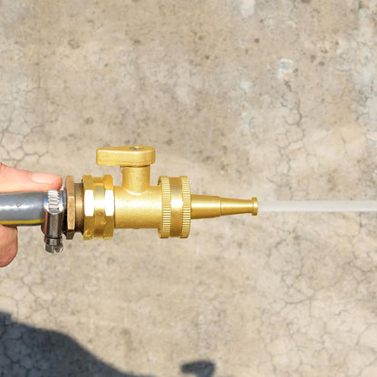 Adjustable High Pressure Garden Hose Nozzle - Brass Sprayer with Ball Valve, 3/4 GHT Thread for Car Washing, Garden Watering & Heavy Duty Cleaning