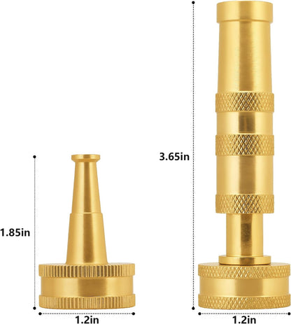 Adjustable High Pressure Garden Hose Nozzle - Brass Sprayer with Ball Valve, 3/4 GHT Thread for Car Washing, Garden Watering & Heavy Duty Cleaning