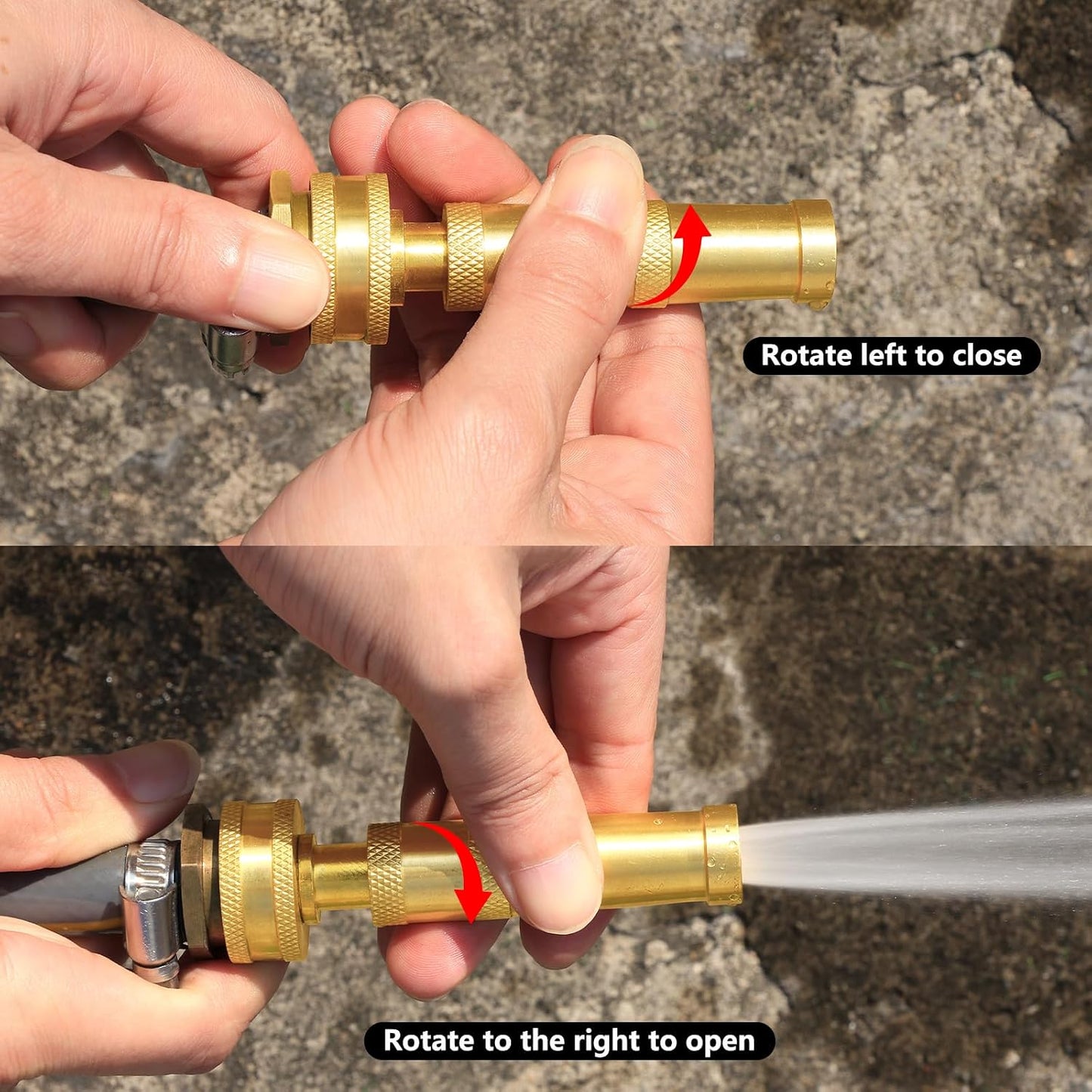 Adjustable High Pressure Garden Hose Nozzle - Brass Sprayer with Ball Valve, 3/4 GHT Thread for Car Washing, Garden Watering & Heavy Duty Cleaning