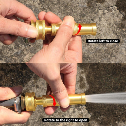 Adjustable High Pressure Garden Hose Nozzle - Brass Sprayer with Ball Valve, 3/4 GHT Thread for Car Washing, Garden Watering & Heavy Duty Cleaning
