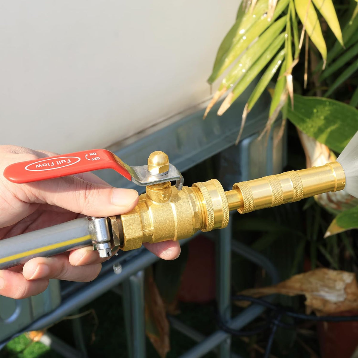 Adjustable High Pressure Garden Hose Nozzle - Brass Sprayer with Ball Valve, 3/4 GHT Thread for Car Washing, Garden Watering & Heavy Duty Cleaning