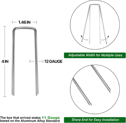 Landscape Staples 4 Inch 50 Pack Galvanized Garden Stakes Anti-Rust Landscape Pins for Weed Barrier Fabric, Artificial Turf and Landscape Fabric