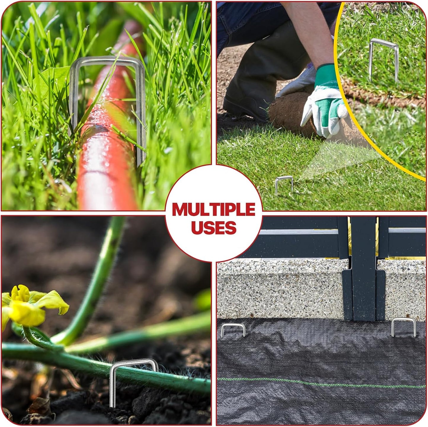 Landscape Staples 4 Inch 50 Pack Galvanized Garden Stakes Anti-Rust Landscape Pins for Weed Barrier Fabric, Artificial Turf and Landscape Fabric