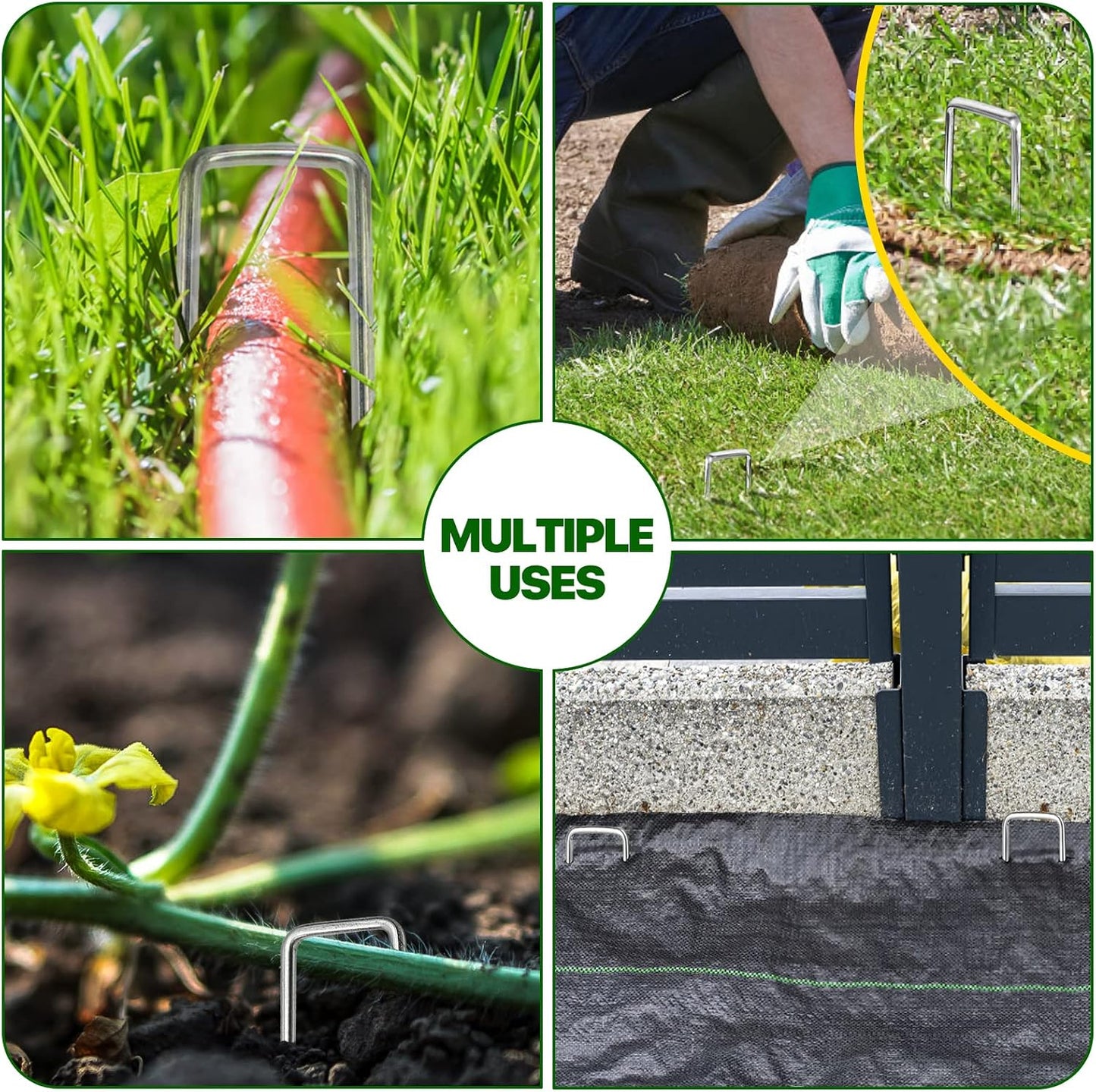 Landscape Staples 4 Inch 50 Pack Galvanized Garden Stakes Anti-Rust Landscape Pins for Weed Barrier Fabric, Artificial Turf and Landscape Fabric
