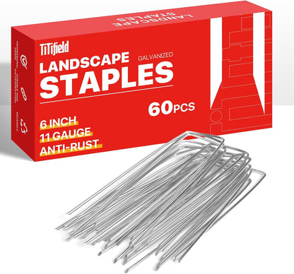 Landscape Staples 4 Inch 50 Pack Galvanized Garden Stakes Anti-Rust Landscape Pins for Weed Barrier Fabric, Artificial Turf and Landscape Fabric