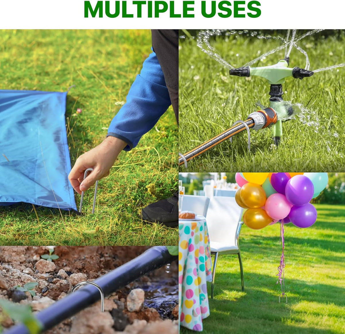 Landscape Staples 4 Inch 50 Pack Galvanized Garden Stakes Anti-Rust Landscape Pins for Weed Barrier Fabric, Artificial Turf and Landscape Fabric