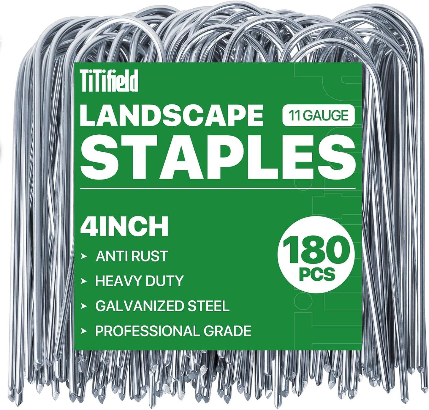 Landscape Staples 4 Inch 50 Pack Galvanized Garden Stakes Anti-Rust Landscape Pins for Weed Barrier Fabric, Artificial Turf and Landscape Fabric