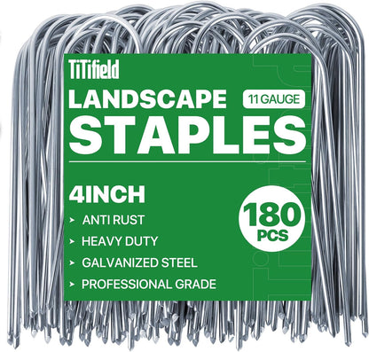 Landscape Staples 4 Inch 50 Pack Galvanized Garden Stakes Anti-Rust Landscape Pins for Weed Barrier Fabric, Artificial Turf and Landscape Fabric