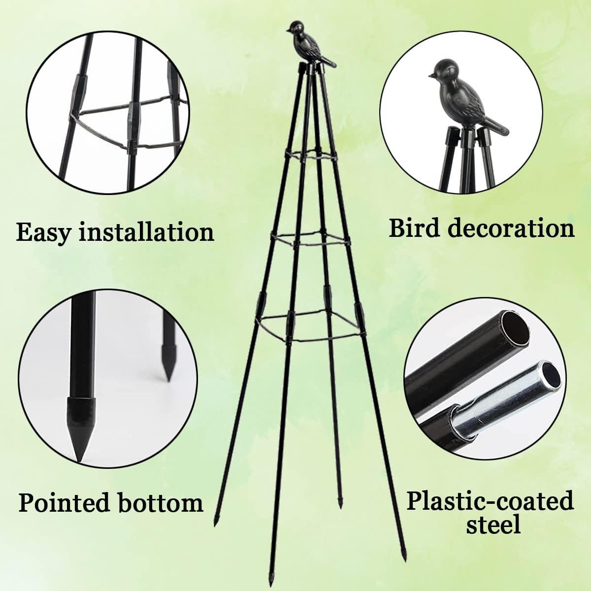 Garden Trellis, 47" Plant Trellis Support Plant Stand for Climbing Plants Outdoor and Indoor Trellis, Potted Plants Flowers Vegetables and Vines, Tomato Cage Tower - 2 Pack
